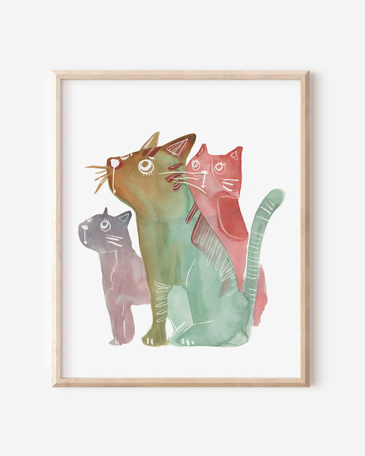 Three Colorful Cats